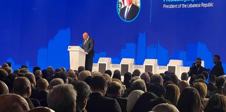 عون في مؤتمر “بيروت 1”: بدأنا مسار الإصلاحات.. ومنفتحون على المحيط العربي والدولي