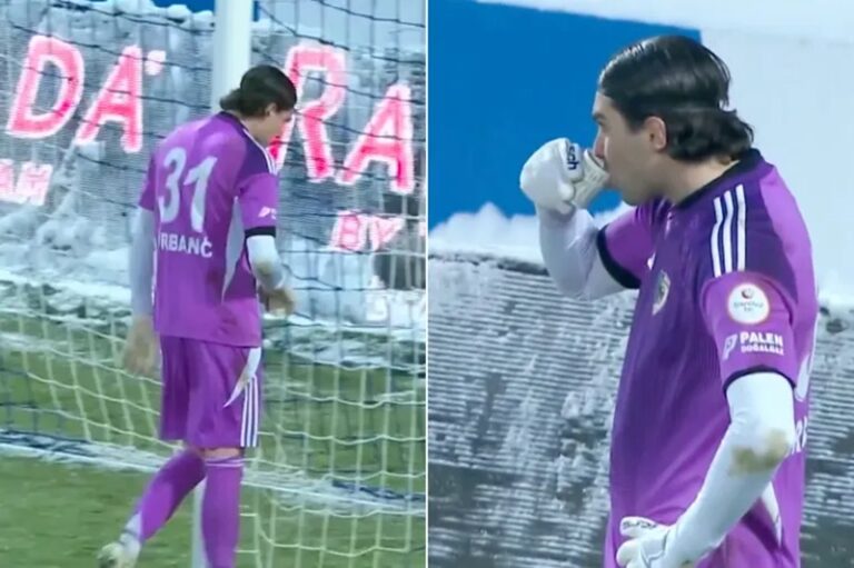 لاعب تركي يتدفأ بالشاي خلال المباراة! (فيديو)