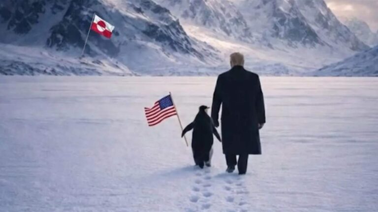 ترامب والبطريق في غرينلاند.. والبيت الأبيض يثير السخرية!