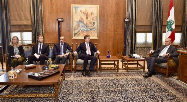 بري يتابع مع فليتشر وريزا التطورات وأزمة النازحين